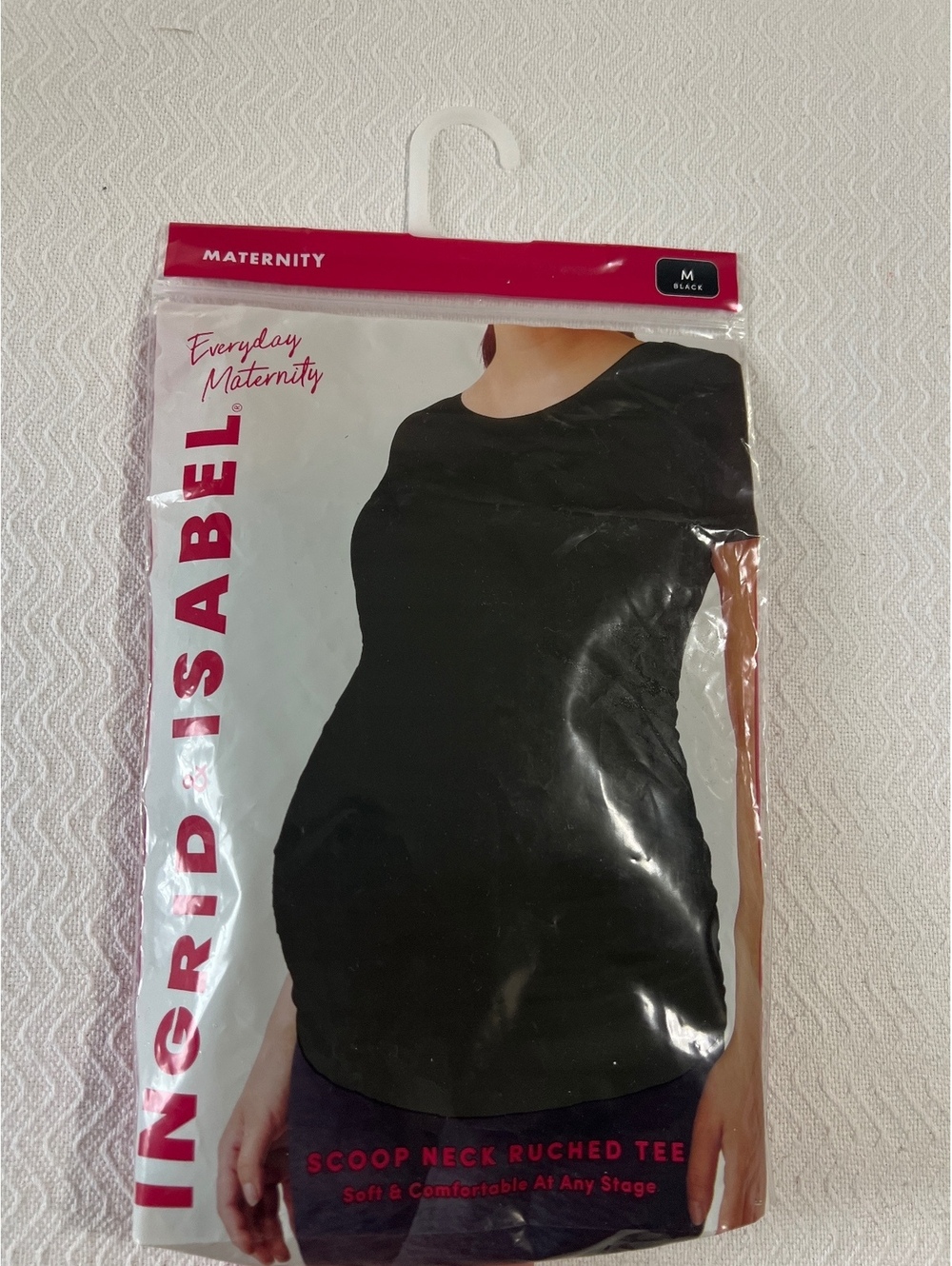 Ingrid & Isabel Everyday Maternity Scoop Neck Ruched Tee Black Medium